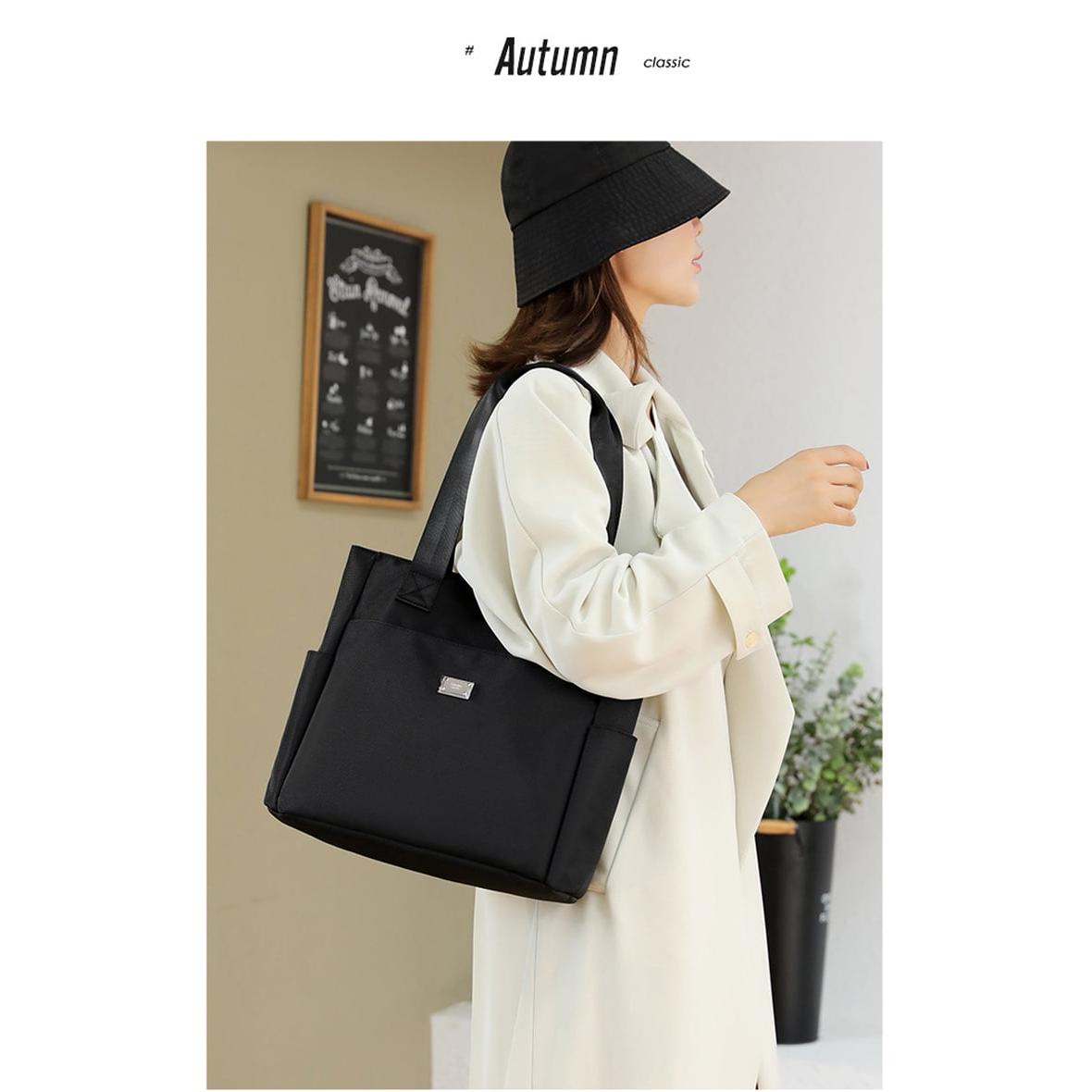 Large capacity waterproof multi pocket nylon shoulder bag for daily use, multifunctional handbag, essential for commuting, recommended latest styles