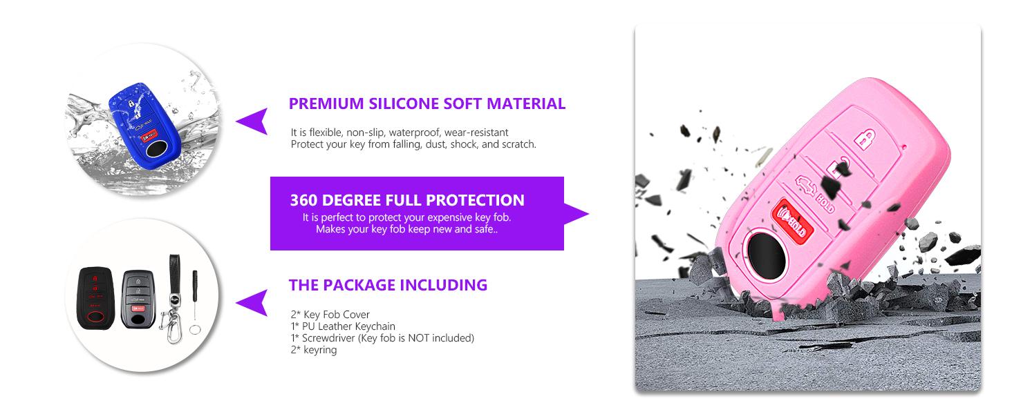 THE WELL KEPT 2pcs for Toyota Key Fob Cover Tacoma Prius Venza Corolla Crown Sequoia Tundra Grand Highlander RAV4 Prime,4 Buttons Remote for Toyota Key Protection Case Key Chain Car (Black Red)