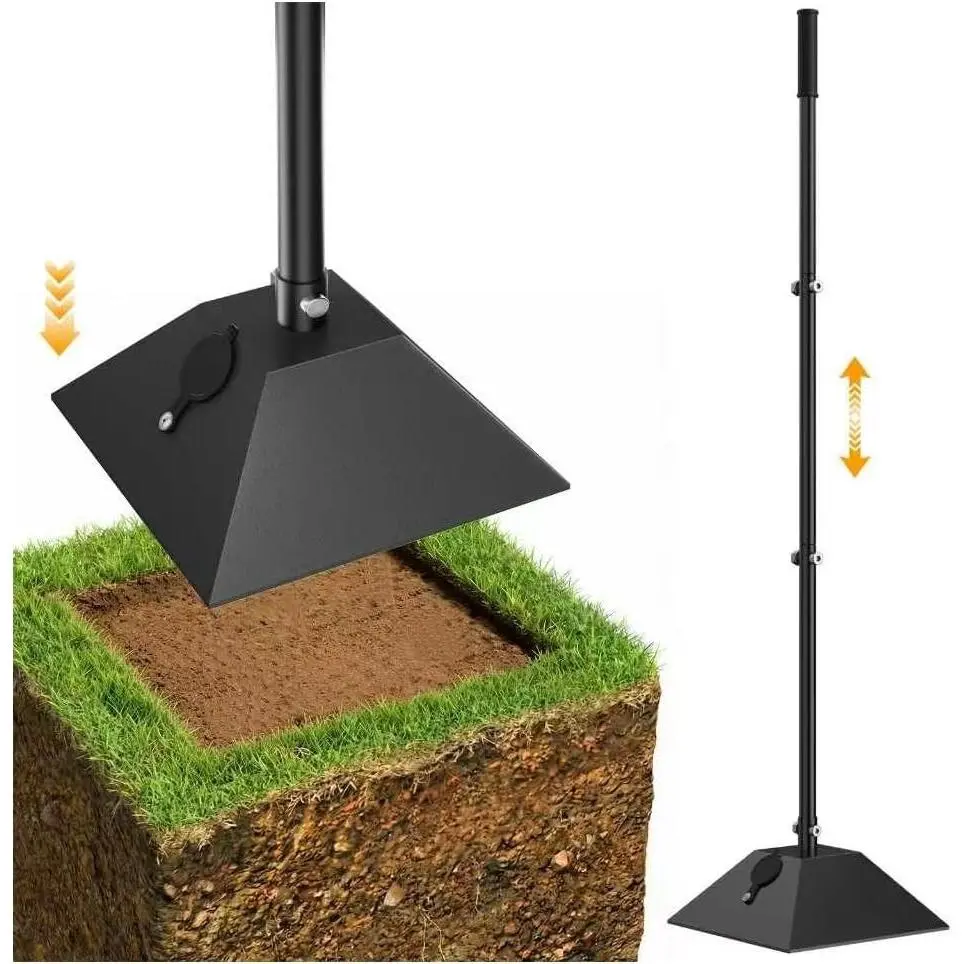 Steel Tamper 8"x8" with 49" Handle, Ground Tamper Tool Fillable Steel Base | Heavy Duty Compactor Tool Adjustable Length, Rubber Grip for Soil,Asphalt,Ground,Gravel,Paver,Yard and Blacktop Repair