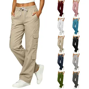 Cargo Pants for Women Wide Leg High Waist K Parachute Pants with Pockets Fall 2026 Plus Size Hiking Outfits,harem