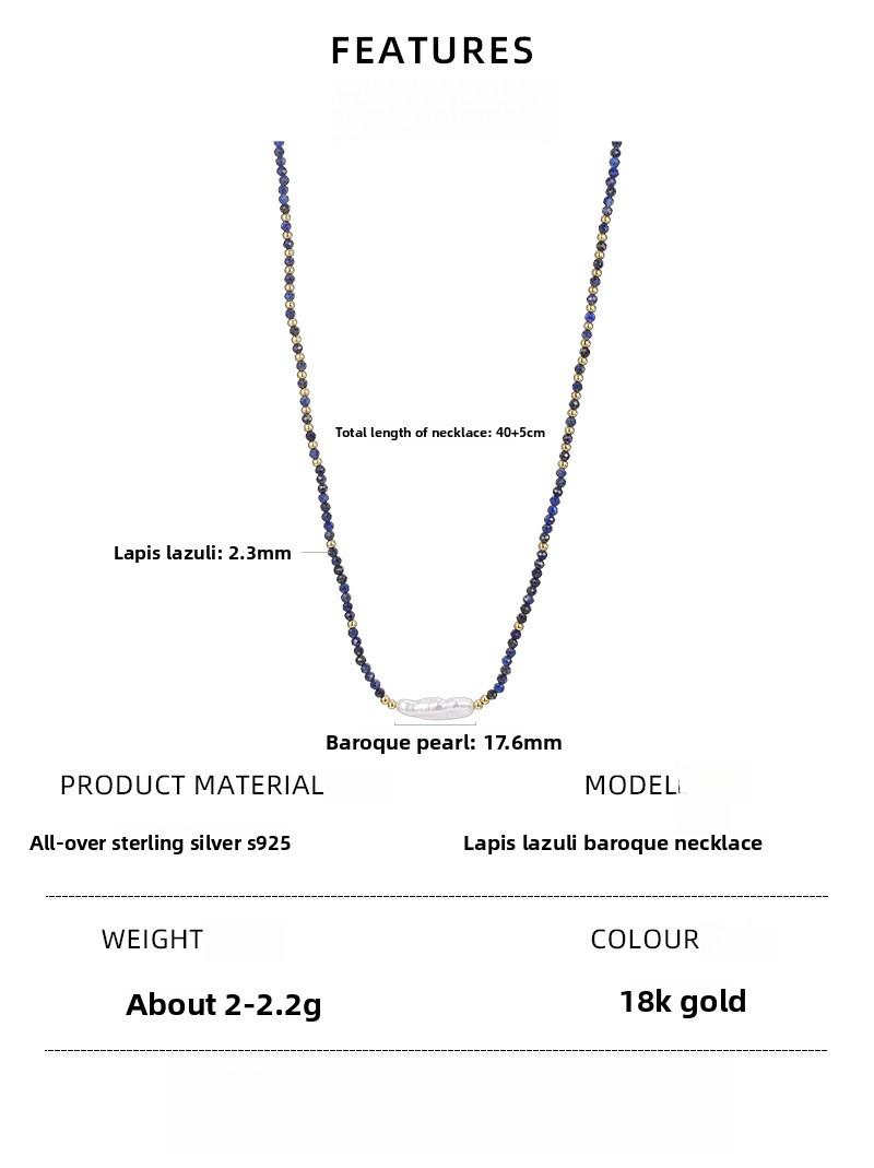 18K Gold Plated Tiger Eye Stone Necklace 925 Sterling Silver Lapis Lazuli Beaded Collar Chain Daily Wear Festival Gift Jewelry