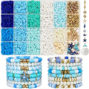 Blue Polymer Clay Beads Bracelet Making Kit, 3000pcs Creative DIY Jewelry Supplies, Craft Tools for Handmade Projects