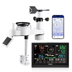 【DealsForYouDays】VEVOR 7-in-1 Wi-Fi Weather Station with APP, 7.5-Inch VA Display, Wireless Solar Powered Outdoor Sensor, Rain Gauge, Indoor Outdoor for Weather Forecast, Wind Speed, Temperature, Humidity, Rainfall