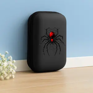 1pc Dark Wind Red Eyes Black Devil Spider Web Pattern Printed Storage Box with Mesh Pocket and Compact Design - Cable/Earphone/Charger/Card/Small Accessory Storage Box, Suitable for Office, Travel, Enthusiasts - Durable and Portable Accessory Sorting