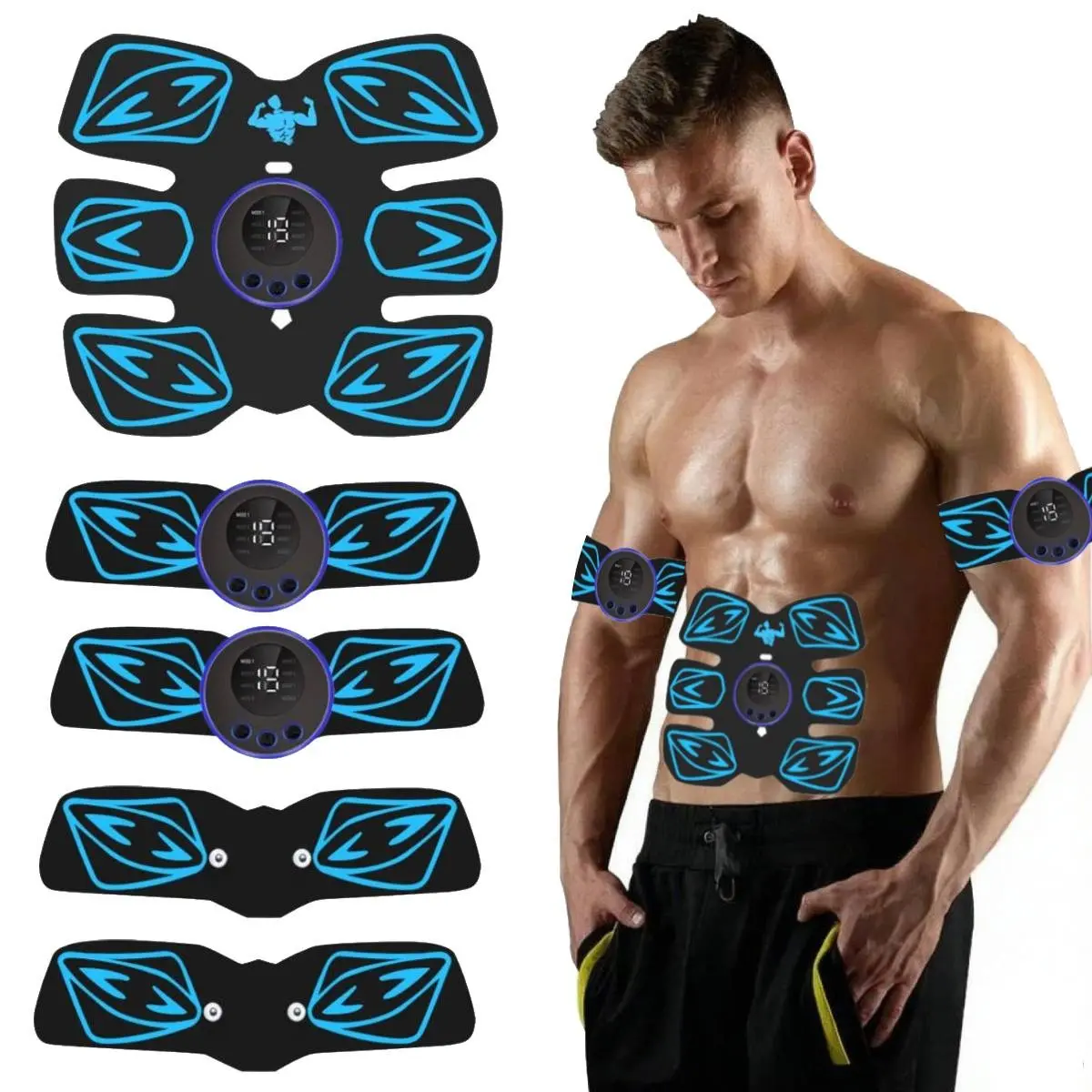 ABS Stimulator, Muscle Machine Workout Equipment, Ab Toning Belt Muscle Toner Fitness Training for Abdomen/Arm/Leg, Ab Trainer for Home Body Shape, Rechargeable Wellness Belt