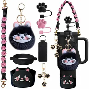 8 count  Accessories for  Cup 30/40oz Tumbler, Paw Straw Topper,  Boot, Handle Strap, Cup Charms Set