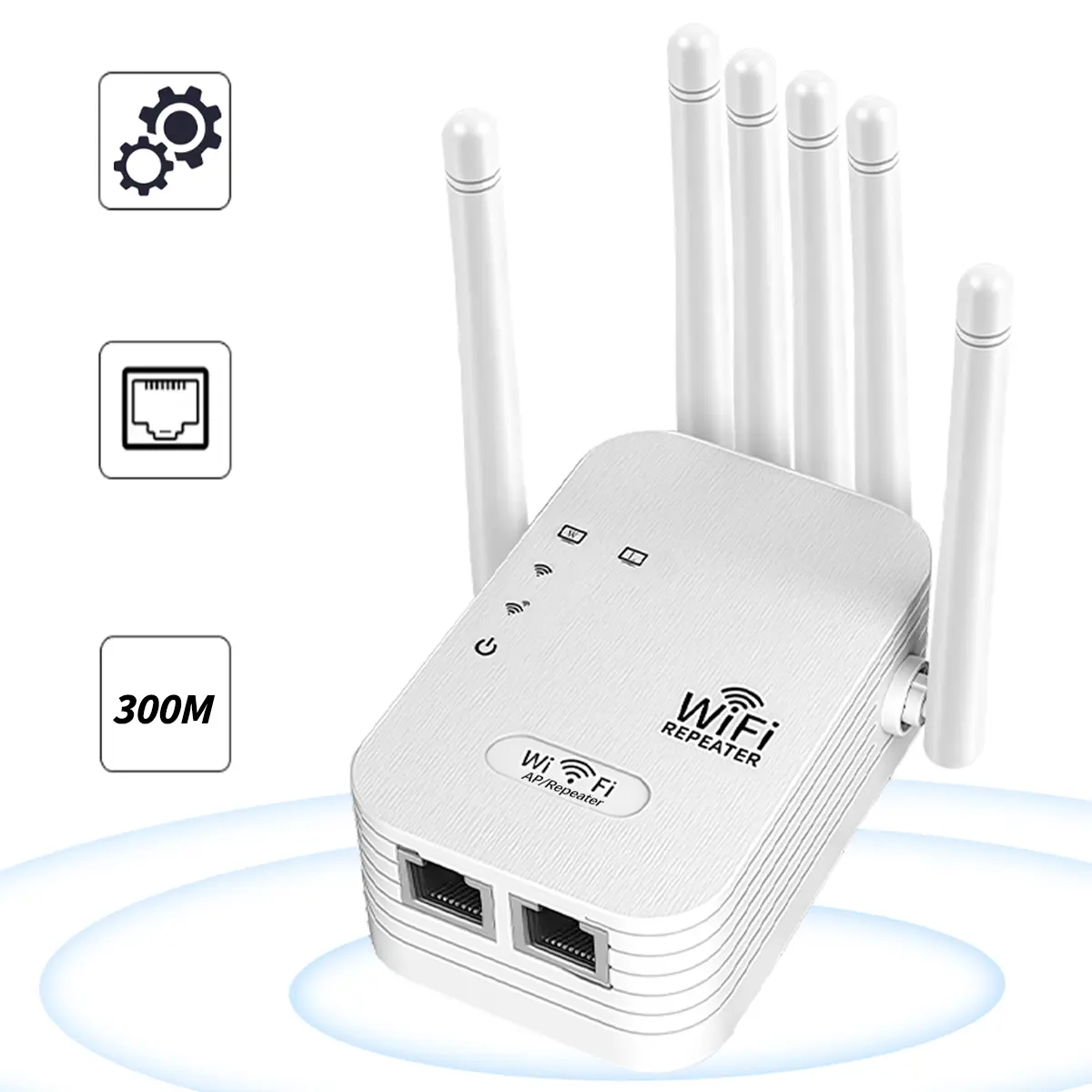 2.4GHz Wireless Signal Booster, US Standard Plug Design, 300 Mbps High-speed Network, Cover 1000 Sq. Whole House WiFi Coverage, Dual Working Modes, Eliminates Dead Zones for Smart Devices & Online Activities