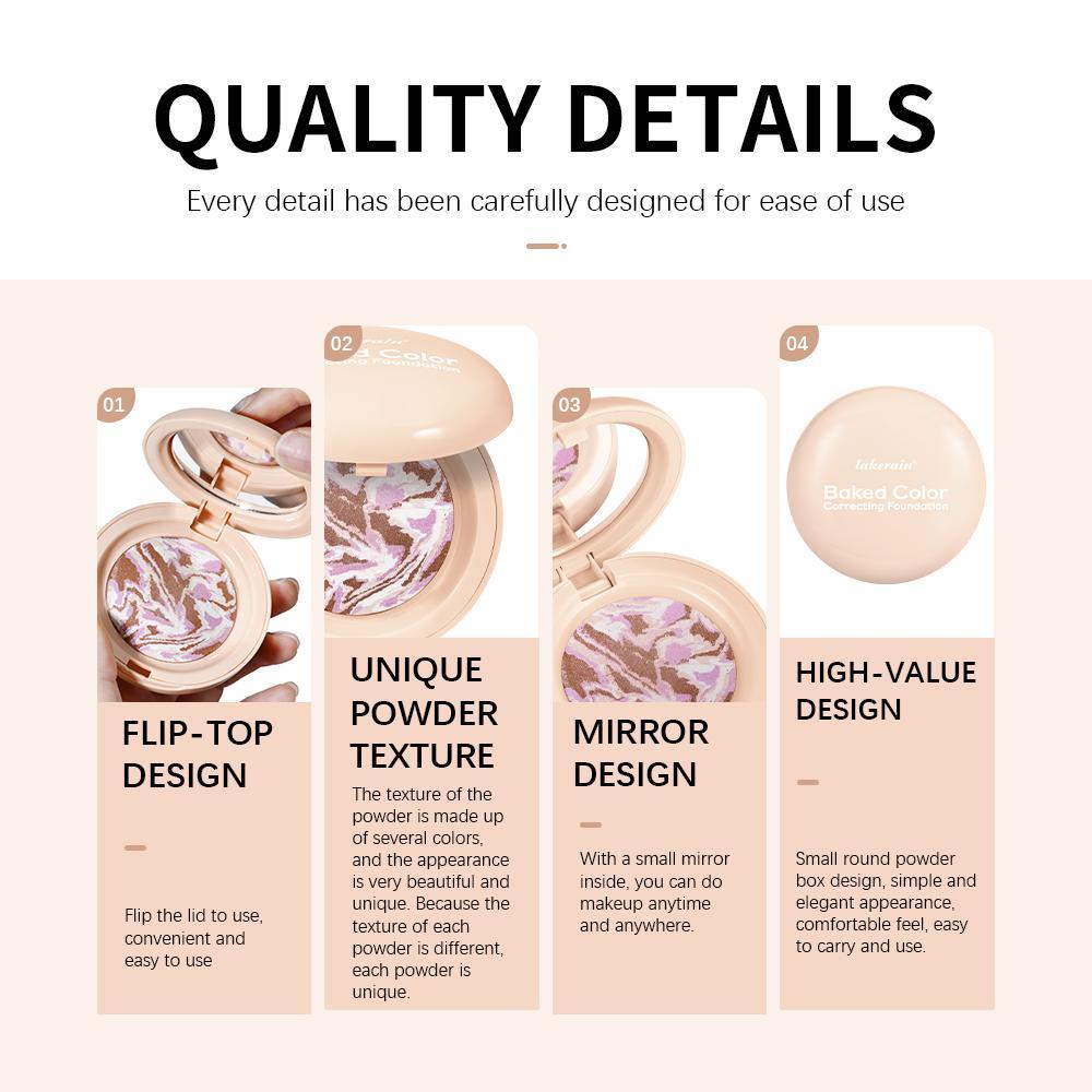 Multi-Effect Color Correction Palette, 1 Compact Multi-Shade Powder Disk with Fine Texture, Precise Concealer + Even Brightening + Long-Lasting Setting, All-in-One Foundation Makeup, Highlight Contour Palette, Travel-Friendly, Baked Bronzer