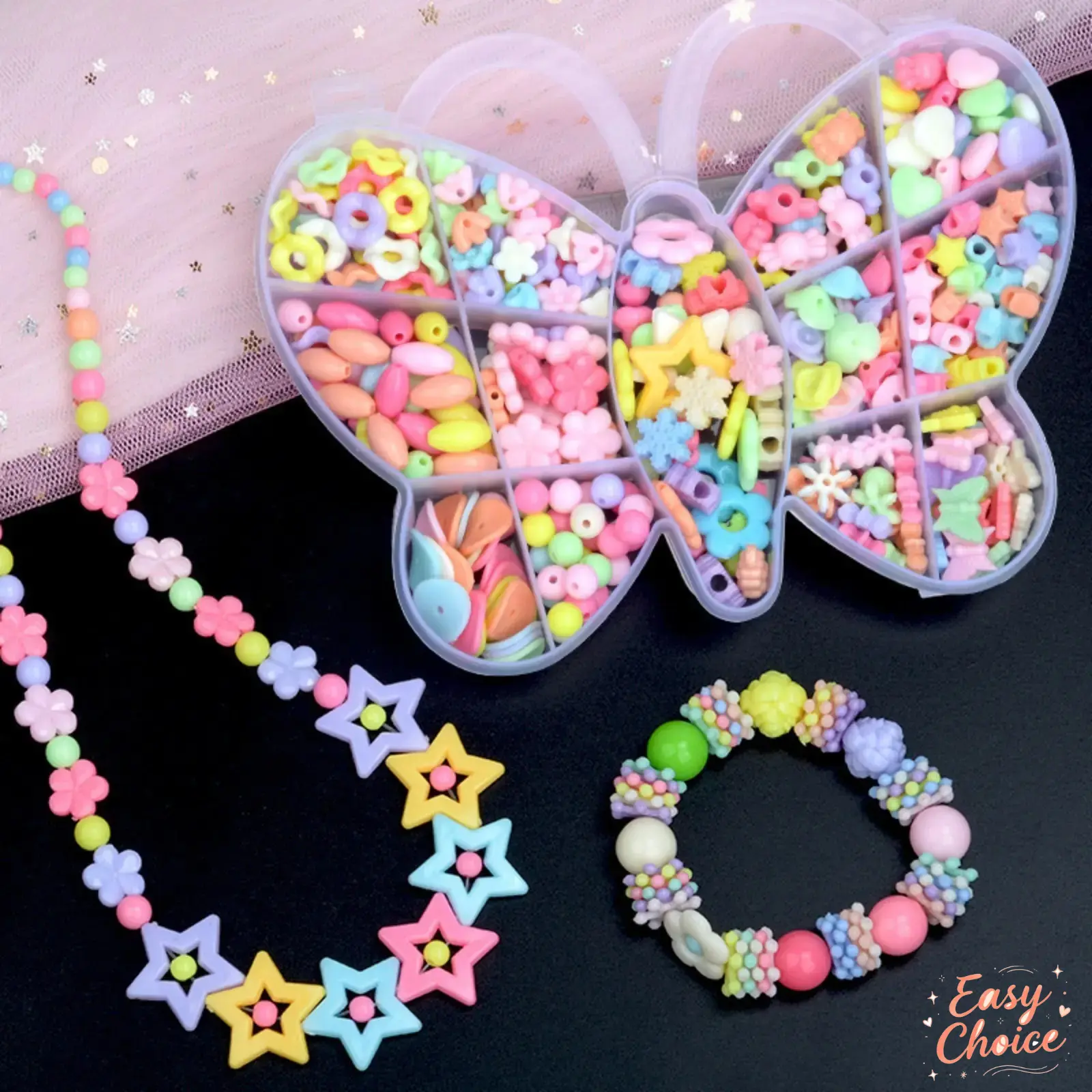 Butterfly‑Themed DIY Beading Craft Kit, Handmade Bracelet & Necklace Making Toy Set, Creative Educational Play Activity, Fun Art‑Craft Gift Selection For Girls