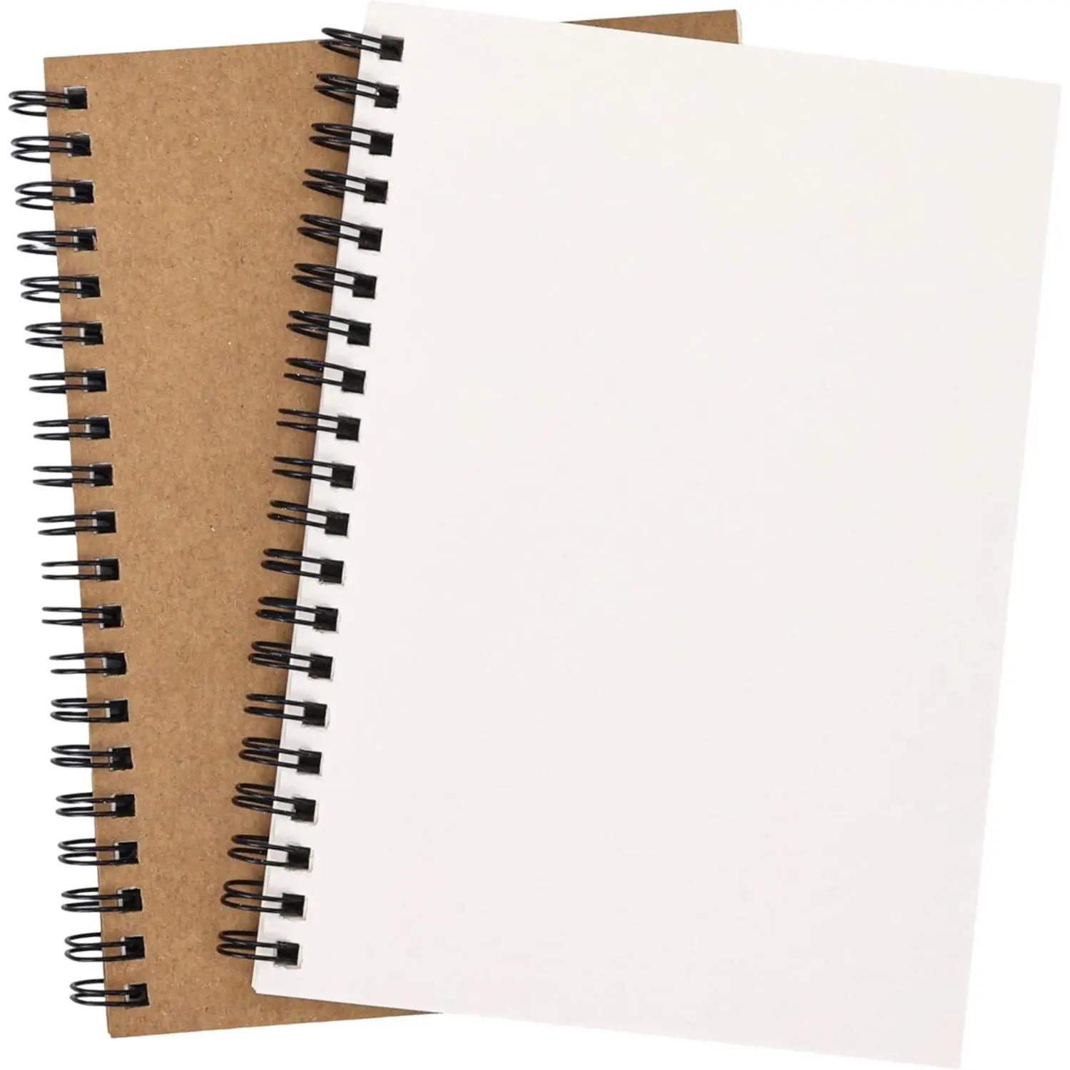 2-Pack Blank Spiral Sketchbooks, Paper Cover, Double-Spiral Binding, 100GSM Blank Pages, 140 Pages/70 Sheets, 5x7in Office Stationery for Drawing Students