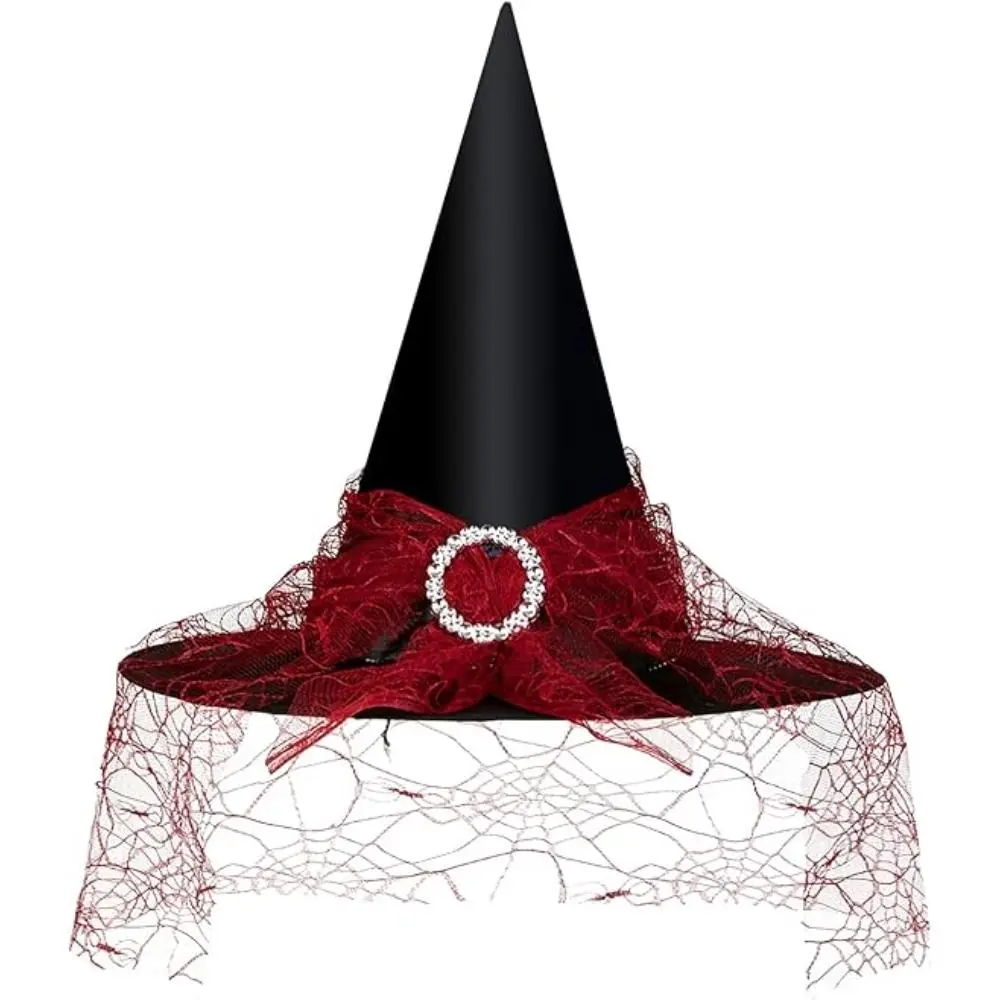 Women's 2-Pack Elegant Lace Witch Hats - Comfortable Enchanted Gothic Party Hats, Women Halloween Accessories, Festive Cosplay Masks & Accessories
