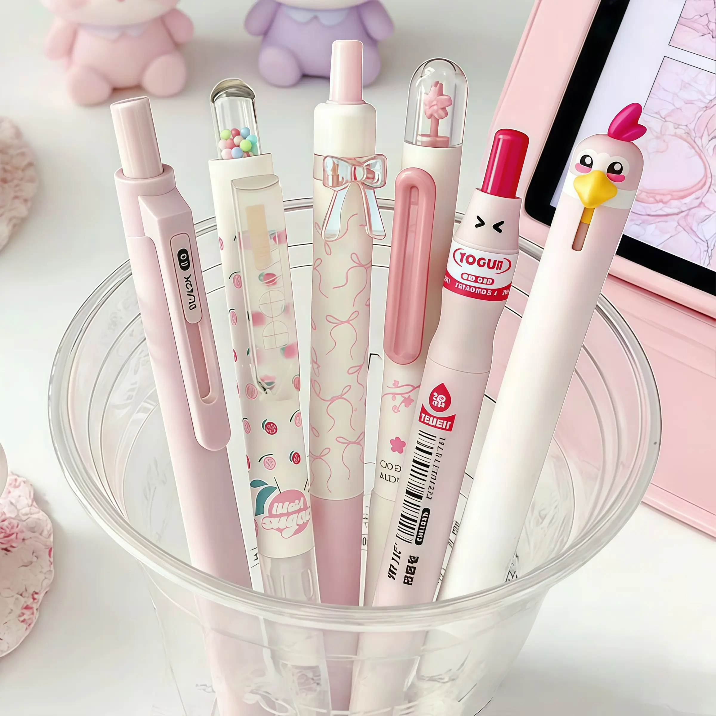 Luxury Macaron Gel Ink Pen Set, 6 Pcs Retractable 0.5mm Fine Point Ink Pens, Cute Retractable Pen, Ideal for Writing, Diaries, School, Office Supplies