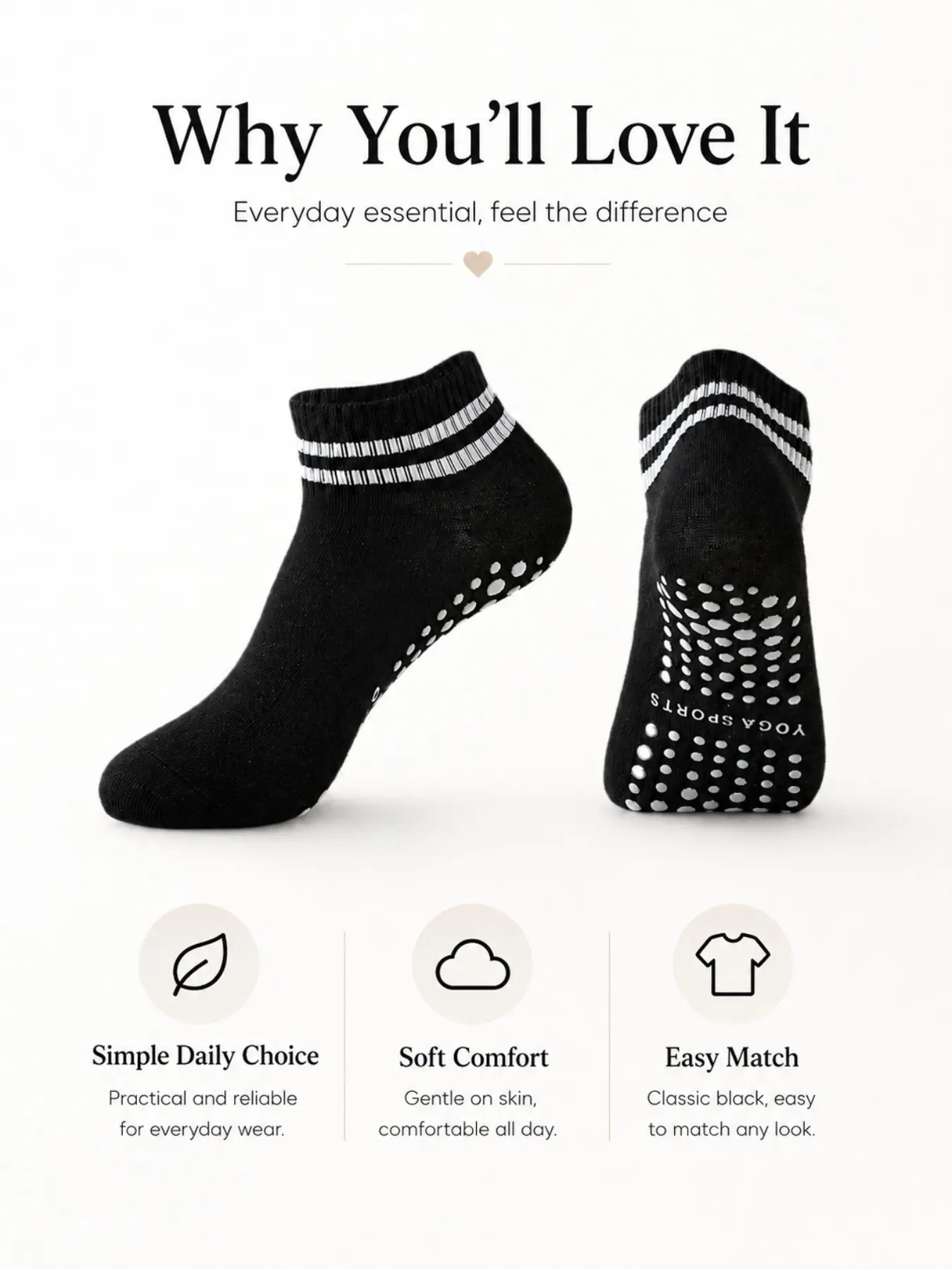 Women's Yoga Socks with Non-Slip Grip, Sweat-Absorbing Floor Socks, Dance Practice Socks, Pilates Crew Socks, Comfortable Footwear