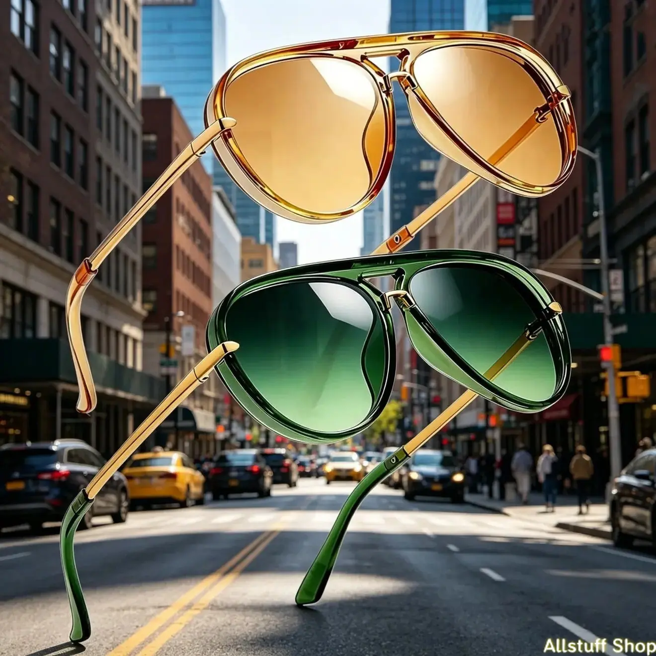 [Summer Style] 2-Pair Oversized Aviator Sunglasses — Retro Gold Metal Sunglasses, Anti-Tangle Temples, Stylish Women's Sunglasses