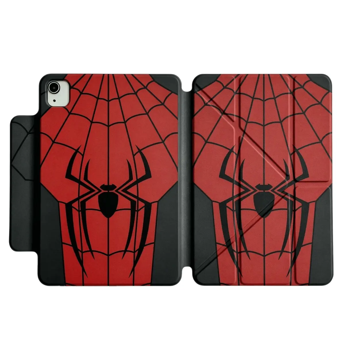 DarlingCase Spider Web Shockproof iPad Casing, Red Black Gothic Halloween Graphic Pattern Cover, Magnetic Detachable Shell, 360° Folding Stand, Pencil Holder, Auto Sleep Wake Protection Accessories for iPad Air/Pro/Mini