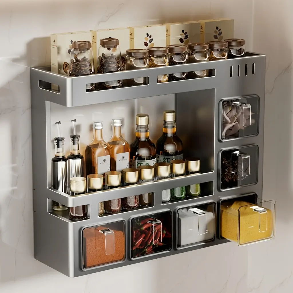 eavy-duty wall-mounted kitchen storage, high-quality spice rack, wall-mounted spice rack, wall-mounted kitchen spice rack, Mother's Day gift selection