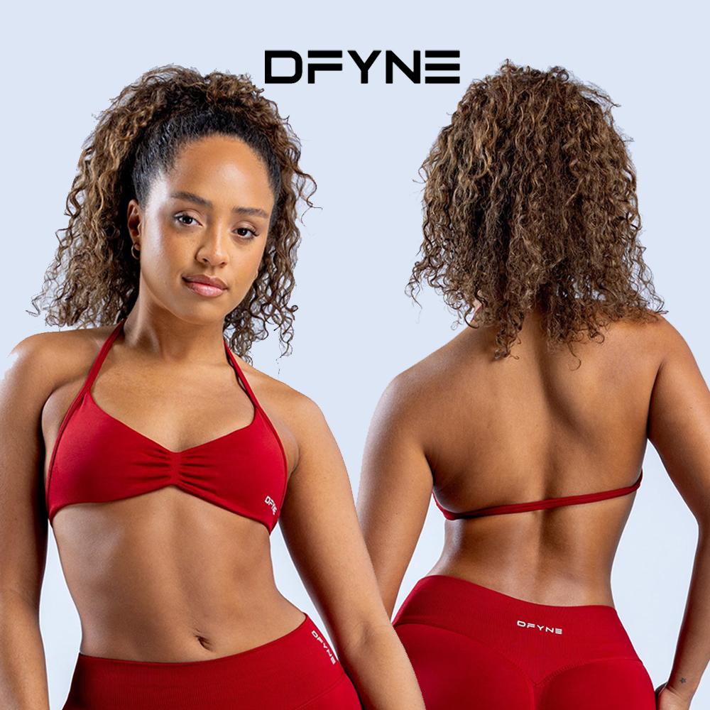 DFYNE Impact Sports Set - Seamless Sculpt Fit with Strappy Back High-Waisted Bottoms & Ultra-Flattering Activewear Look for Athletic Workout Clothing Sporty Breathable Outfits Athleisure Sweatsuit