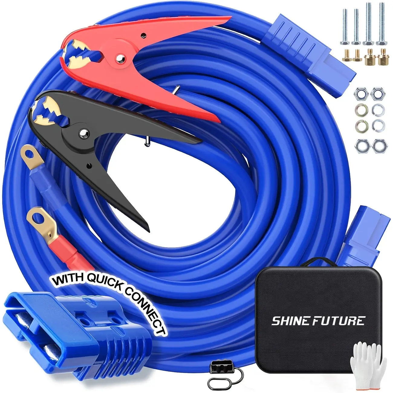 Heavy Duty Automotive Booster Jumper Cables,1 Gauge 30 Feet Jumper Cables with Quick Connect Power Cable 800A Clamps, High Peak Jumper Cables Kit for Car, SUV and Truck