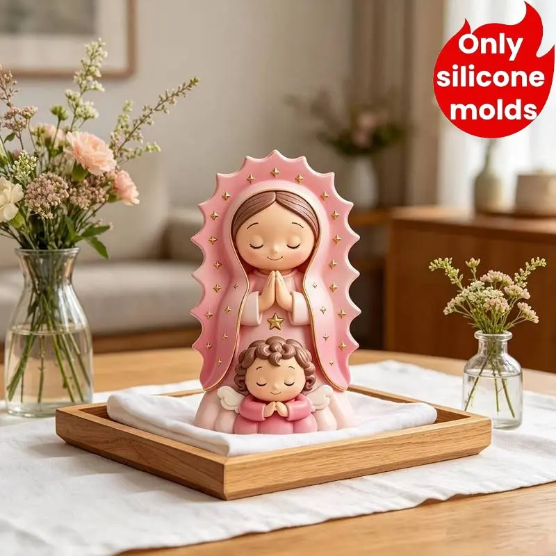Mother Mary Prayer Candle Silicone Mold, DIY Scented Wax/epoxy/gypsum Molds, Easy Release, Religious Blessing/memorial Gift Making Tool