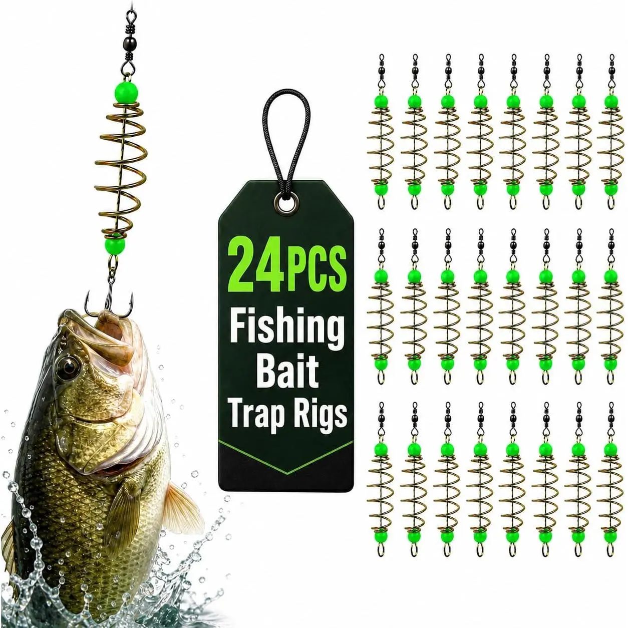 24 count Fishing   Rigs, Inline Carp Fish Attractor  Cage Set with Luminous Beads, Spring   for Freshwater Fishing, Carp Fishing  Accessories