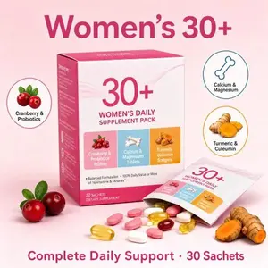 Women’s Multivitamin Supplement Blend Calcium Magnesium Cranberry Probiotics Turmeric Collagen Krill Oil 30Day Wellness Pack for Skin Hair Antiaging Stress