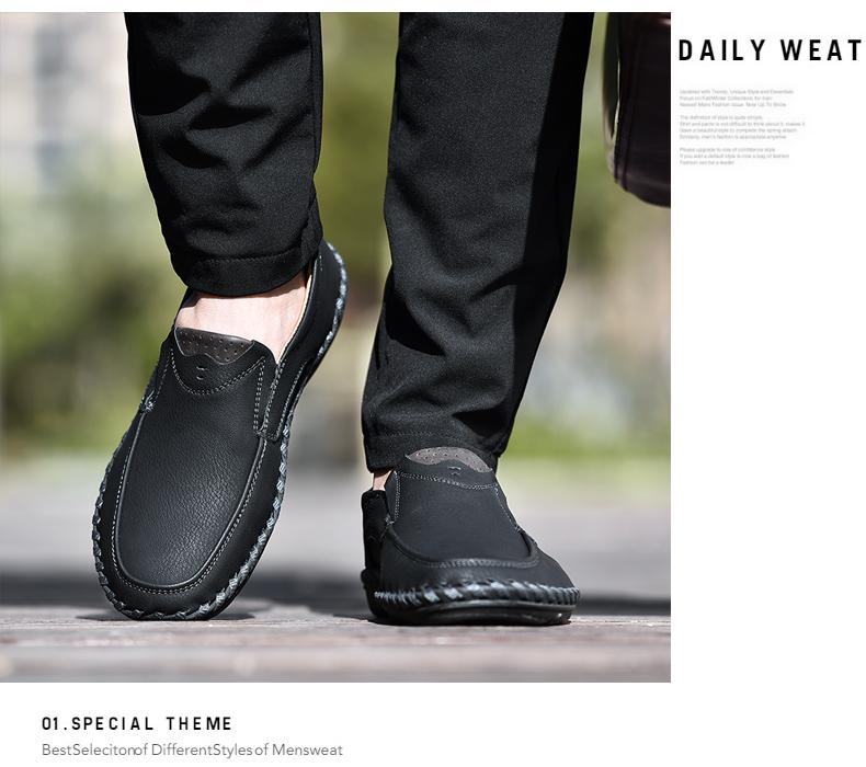 Men's Hand-sewn Flat Loafers Suitable for Office and Business Occasions