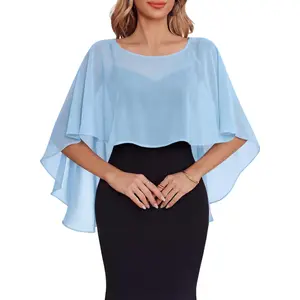 Avidlove Women Chiffon Cape Shawl Wraps for Evening Dress Wedding Bridesmaid Cover Up Capelets