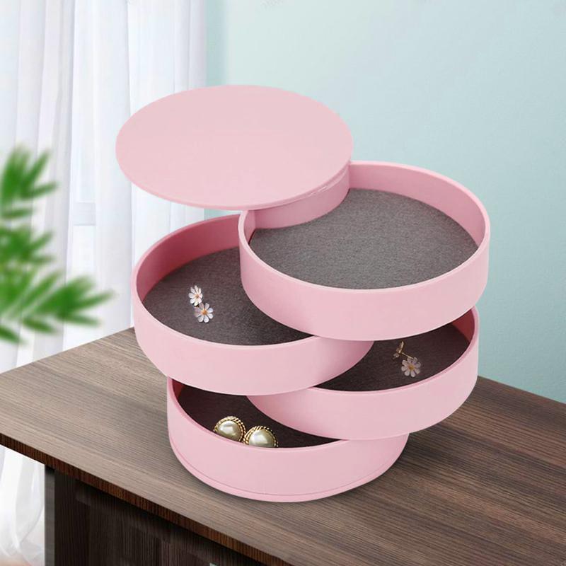 Multi-layer Jewelry Storage Box, 1 Count Dust-proof Rotatable Jewelry Organizer, Jewelry Storage Box for Earrings & Necklace & Bracelet, Dustproof Storage Box