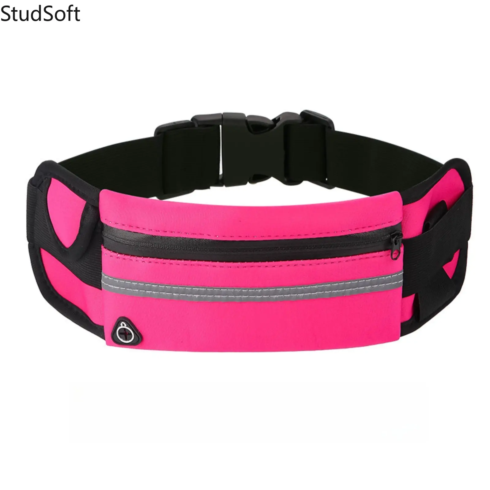 Unisex Running Belt Cute Slim Sports Waist Pack Waterproof Phone Pouch with Reflective Strip Earphone Hole for Gym Workout Hiking Cycling Pink