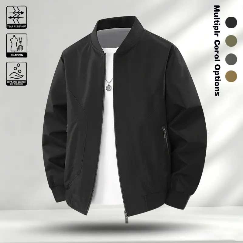 Basic flight jacket for men in spring, simple windproof baseball collar top, suitable for middle-aged and young commuting, multi-color versatile jacket