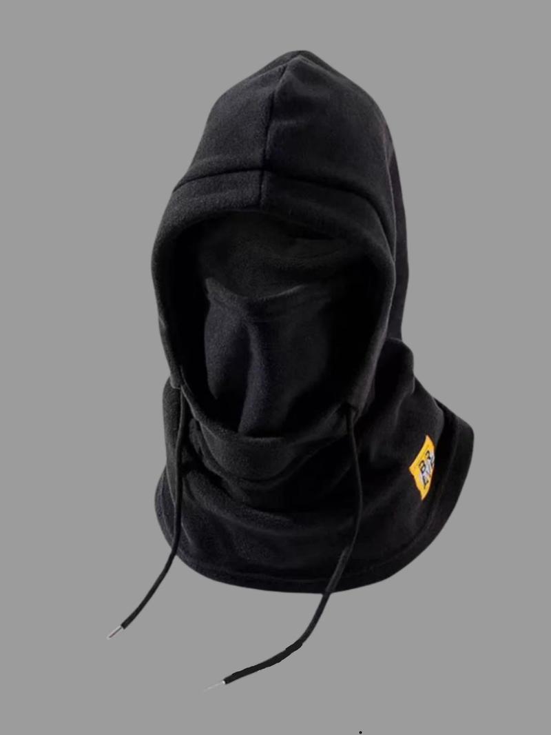 Unisex Solid Color Drawstring Design Hooded Hiking Hat, Casual Windproof Warm Hat for Fall & Winter, Fashion Accessories for Men & Women