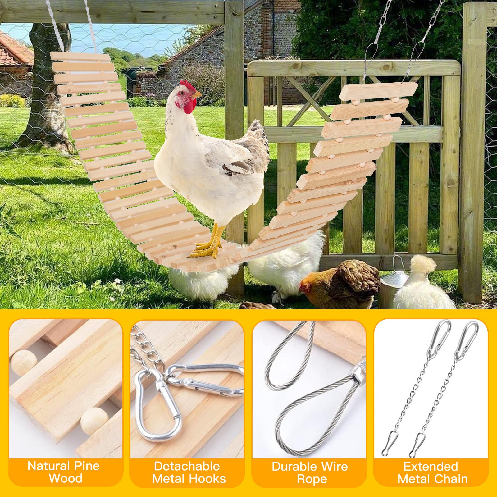 Outside Chicken Coop Toy Chicken Toys for Hens Natural Wood Chicken Ladder outdoor Chicken Swing Chicken Perch for Birds Poultry Rooster Chicks