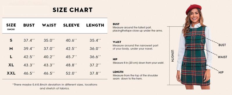 Women's Plaid Christmas Dress Mini Sleeveless Round Neck A Line Short Xmas Party Dresses