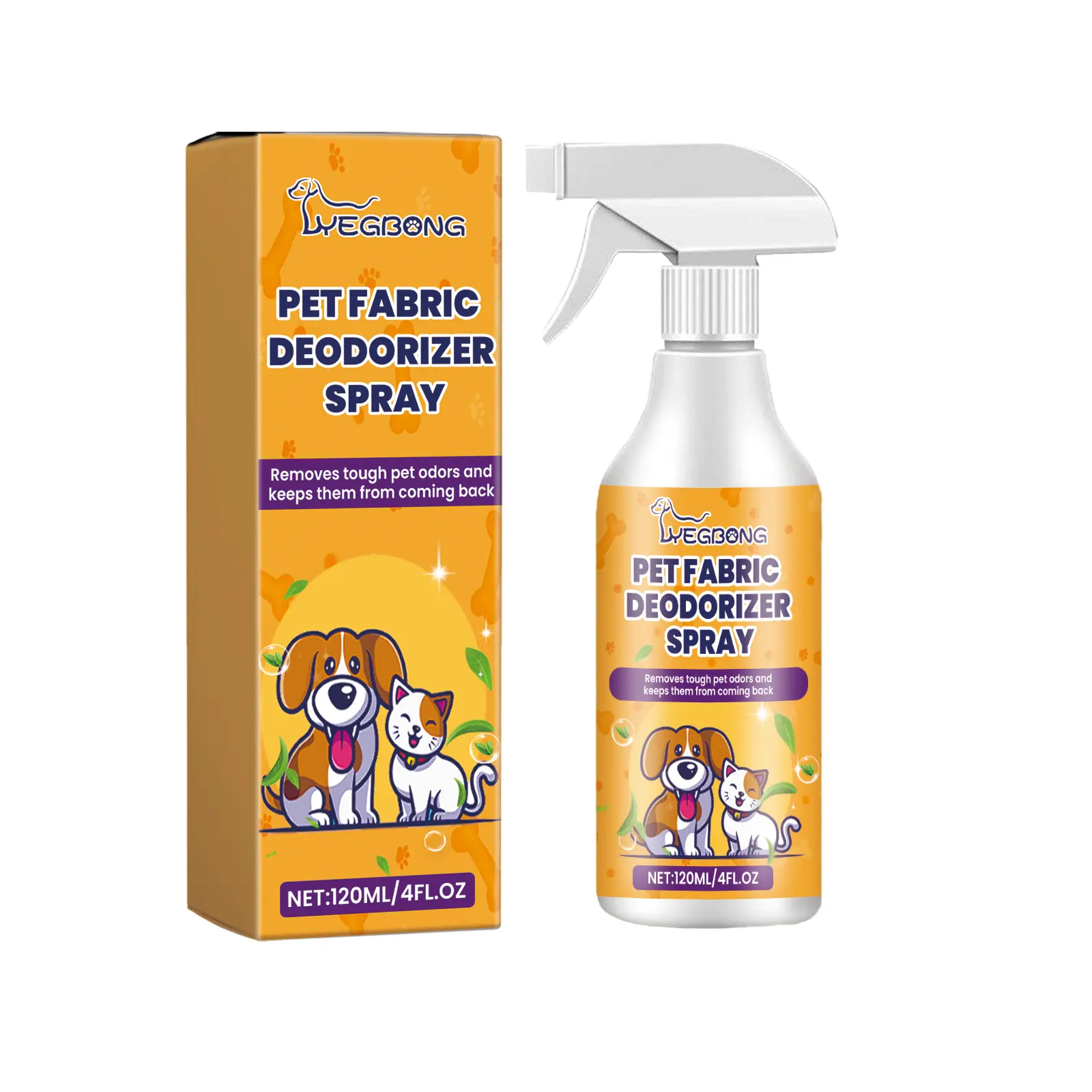 Yegbong Pet Deodorizing Spray cleans pet odors, freshens indoor air, and provides a long-lasting fragrance