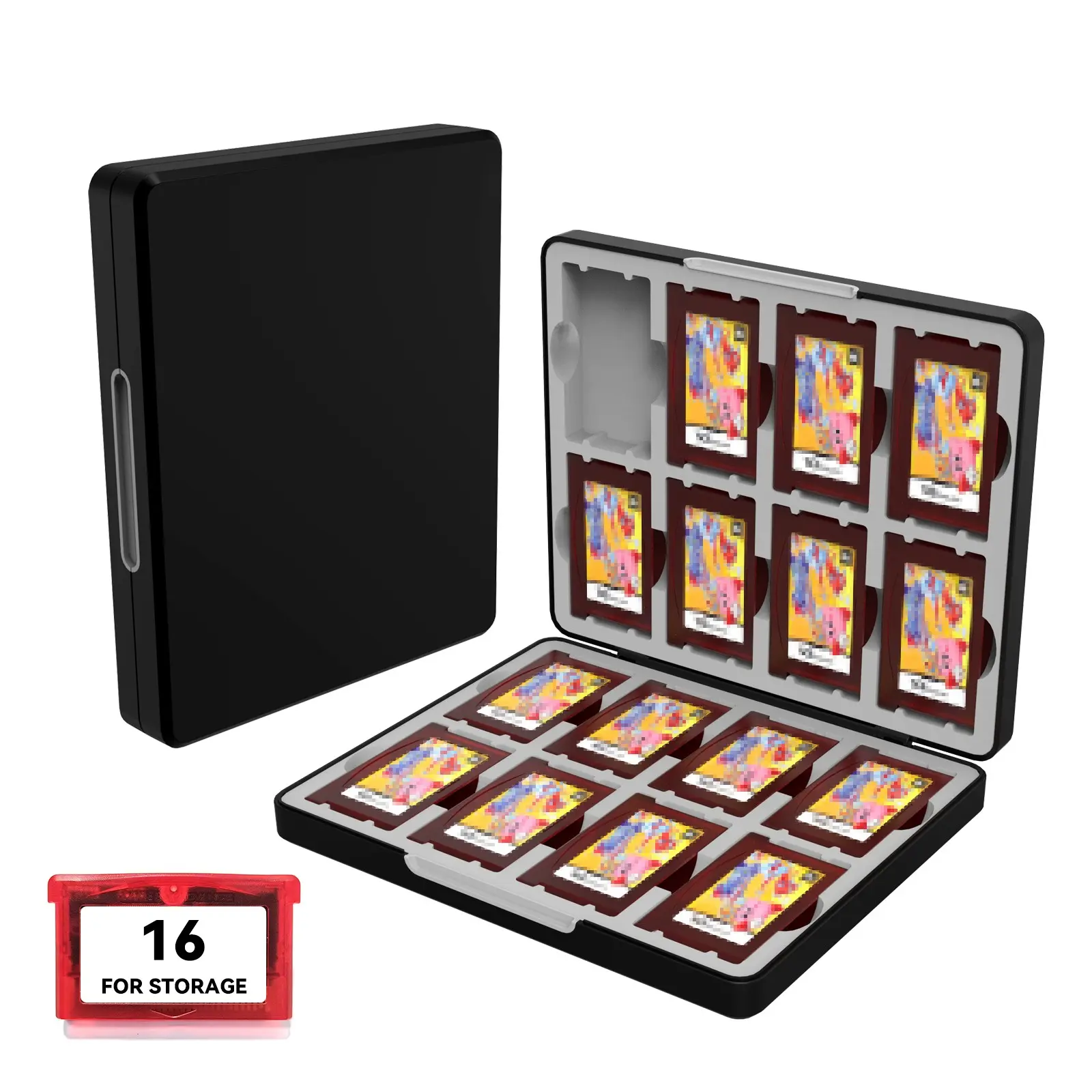 GBA Cartridge Storage Case – Holds 16 Cartridges – Large Capacity – Designed for Game Boy Advance Cartridges – High-Performance Silicone – Magnetic Closure – Shock-Resistant, Dustproof and Moisture-Proof – Black