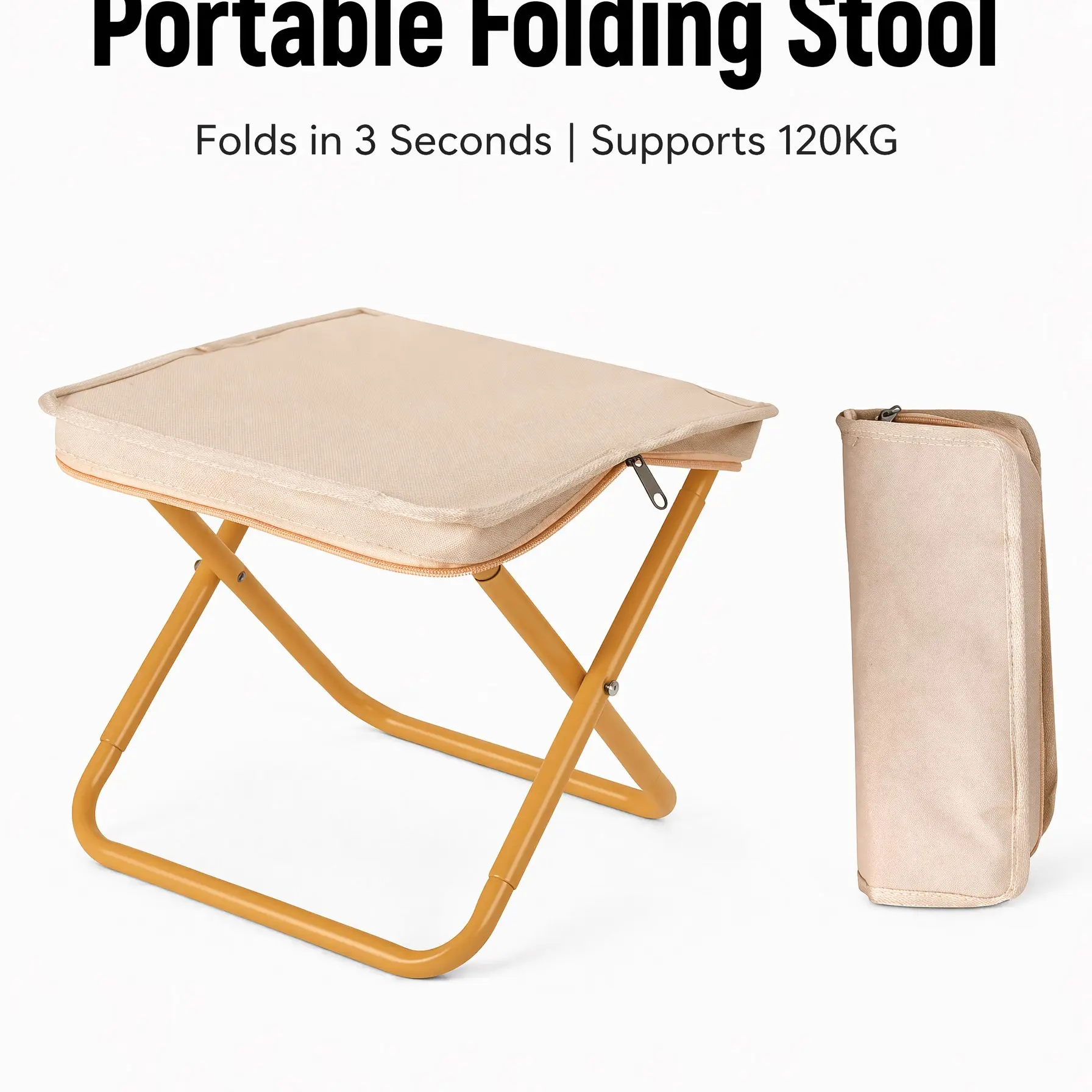 Portable Folding Chair, Compact Outdoor Camping Chair, Portable Picnic Chair, Ideal for Beach, Fishing, Gardening, Travel, Lightweight and Easy to Carry
