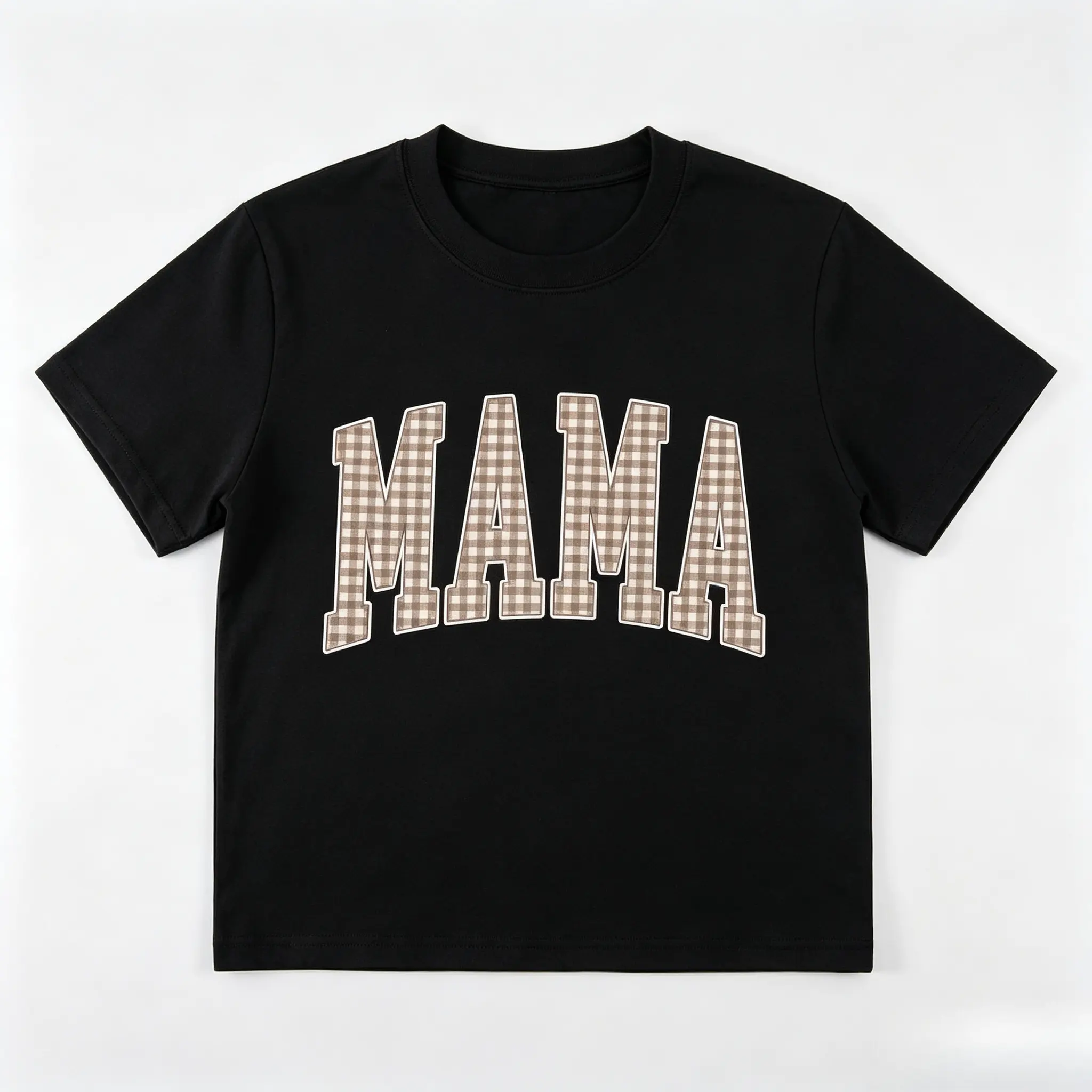 Plaid MAMA Graphic Cotton T Shirt, Oversized Comfort Cute Fashion Outfit, Mom Life Tee, Perfect Mother's Day Holiday Gift For Mom, Family Present