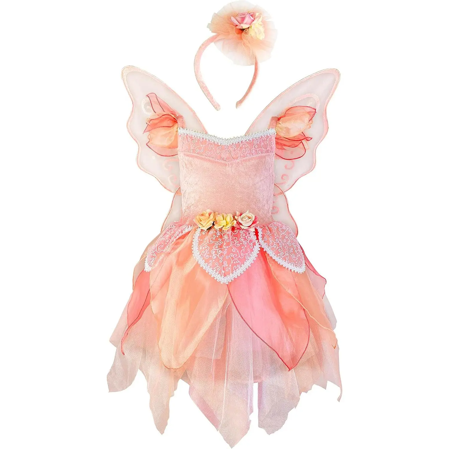 Pink Fairy dresses up costume set for Girls with Wing and headband
