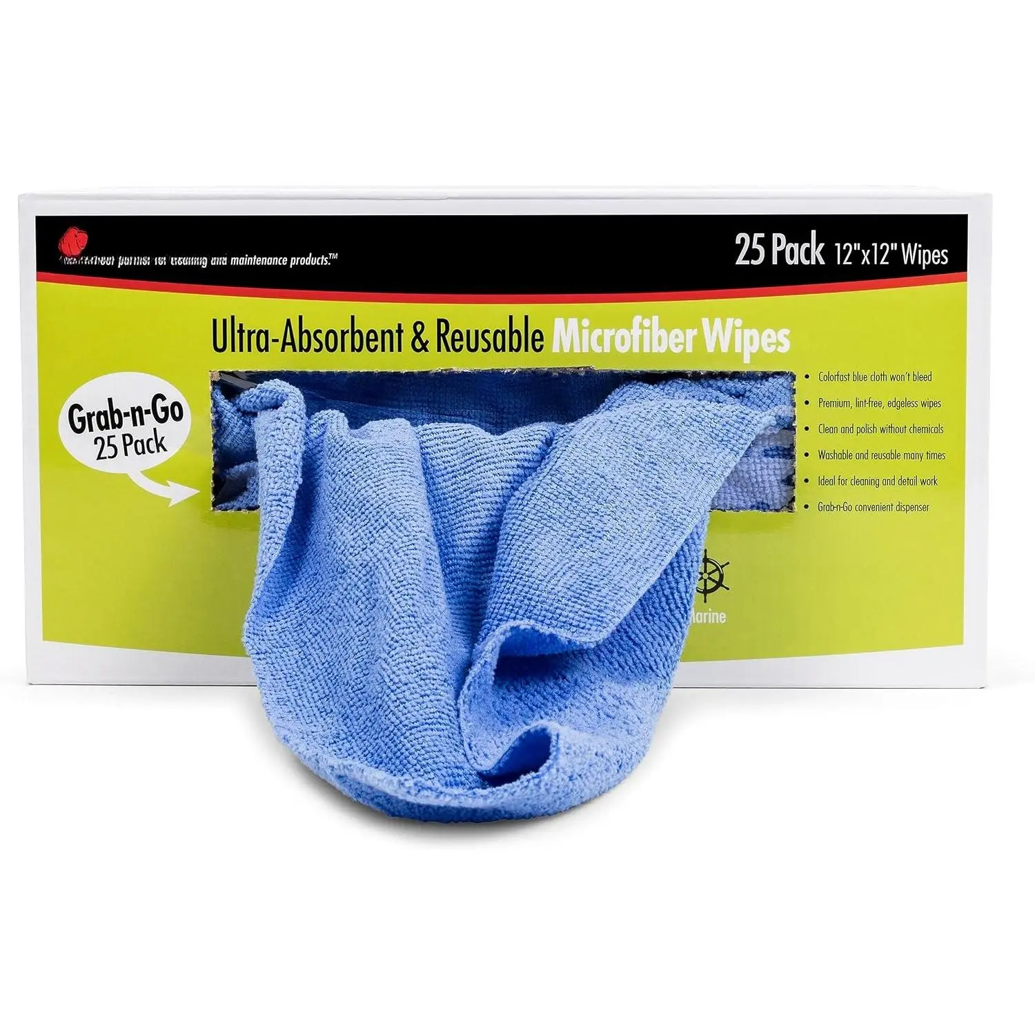 65102 Microfiber Cloths Economy Cleaning Cloths, Dispenser Wipes Box, Blue,12" x 12", 25-Pack