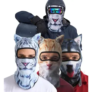 3 Pack 3D Skiing Balaclava Mask with Ears - Cute Animal Design Face Mask - Breathable Sun Resistant for Outdoor Activities, Music Festivals, Cycling