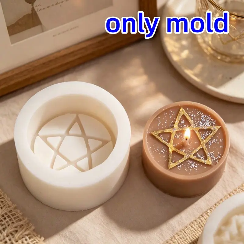 Mini Pentagram Star Footprint Silicone Candle Mold, Silicone Molds, Occult Star Pattern Cylinder Mold DIY Candles, Candle Making Supplies, Wax Melts, Soap, Resin Crafts, Gothic Home Decor, Spiritual Handmade Craft Supplies