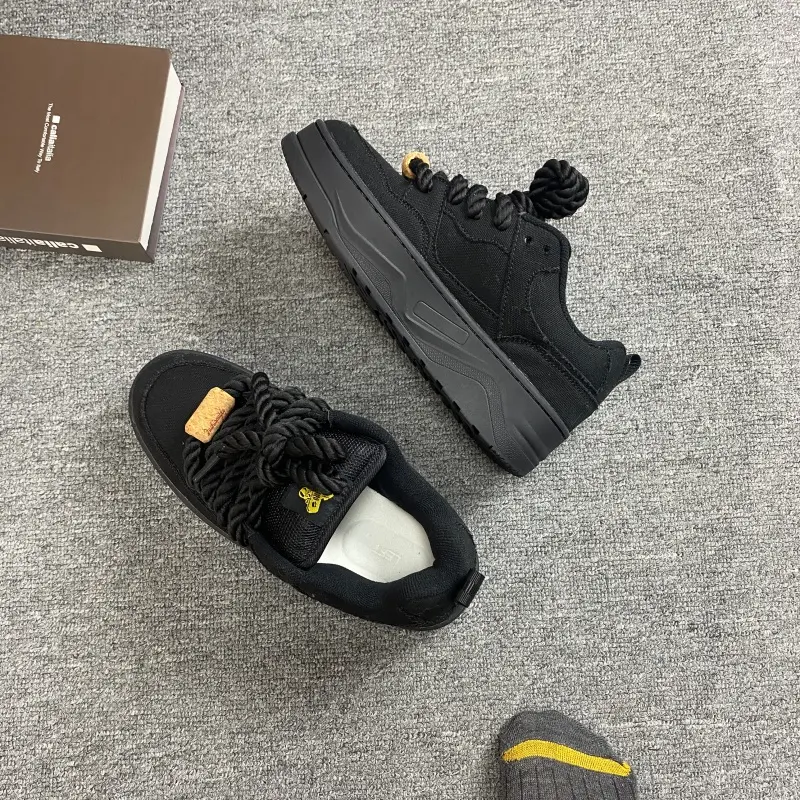 Shadow Black Canvas Chunky Elevator Skate Shoes For Men & Women, Leg-Lengthening Thick Raised Platform, Complete Large Size Selection, Neutral Hip Hop Street Sneakers For Daily Office Commute Skate Parks Casual Bar Nights And Street OOTD Shoots