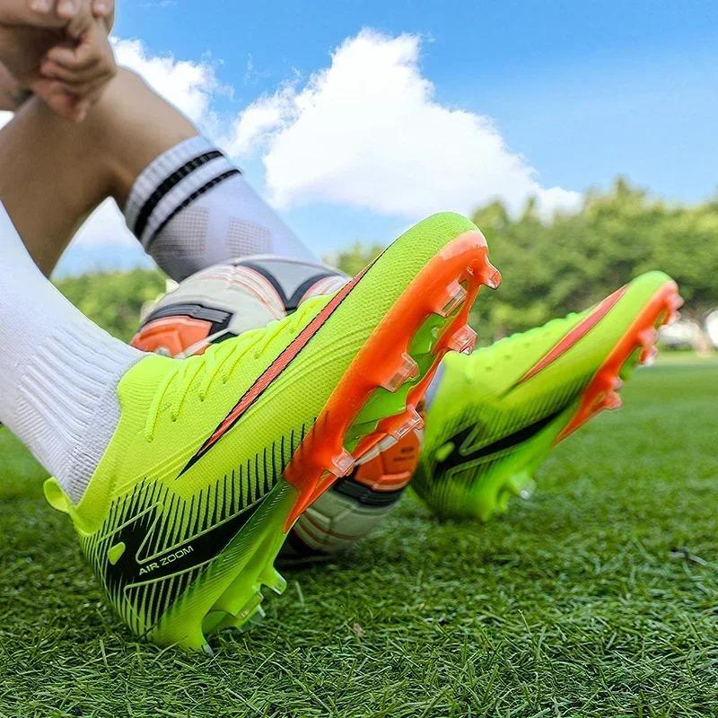 New Men Football Boots Cleats Shoes Soccer Long Spikes Training Ultralight Outdoor Drop Soccer Shoes FG Non-Slip