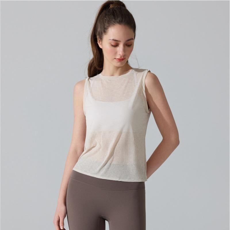 Spring and summer loose sleeveless blouse quick-drying breathable yoga clothes side pumping vest workout tops baggy gym fits oversized shirts
