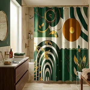 1/4pcs Abstract Pattern Bathroom Decor Set, 4pc Including 1 Shower Curtain & 1 Bathroom Rug & 1 Toilet U-shape Mat & 1 Toilet Lid Cover Pad, Bathroom Decor Supplies, Home Goods, Shower Curtain Sets, Bathroom Decor And Accessories