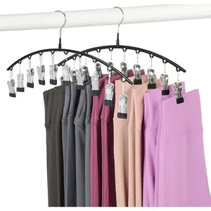Legging Hangers for Closet Organizer, Hat Hangers for Closet 2 Pack with 10 Clips Holds 20 Leggings, Legging Hanger, Pants Storage Organizer Suitable for Socks, Panties, Underwear, Pants