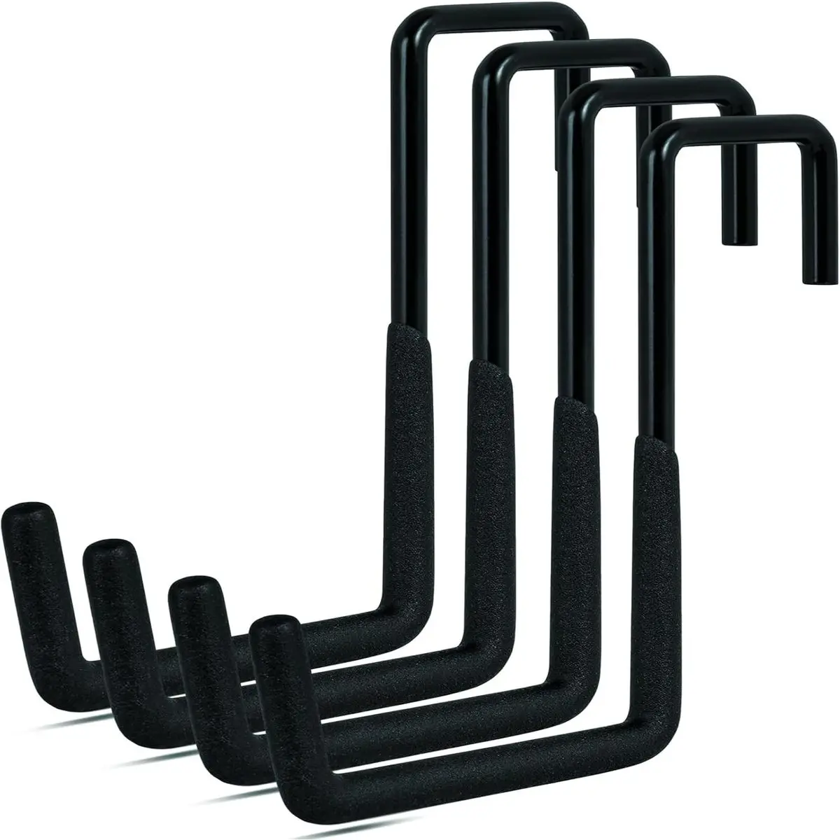 4 Pcs Rafter Hooks, Heavy Duty Garage Bike Hanger, Black Large S Hooks for Hanging Hose, Plants, Chairs, Ladders, Cords, DIY Home Repair and Tool Storage