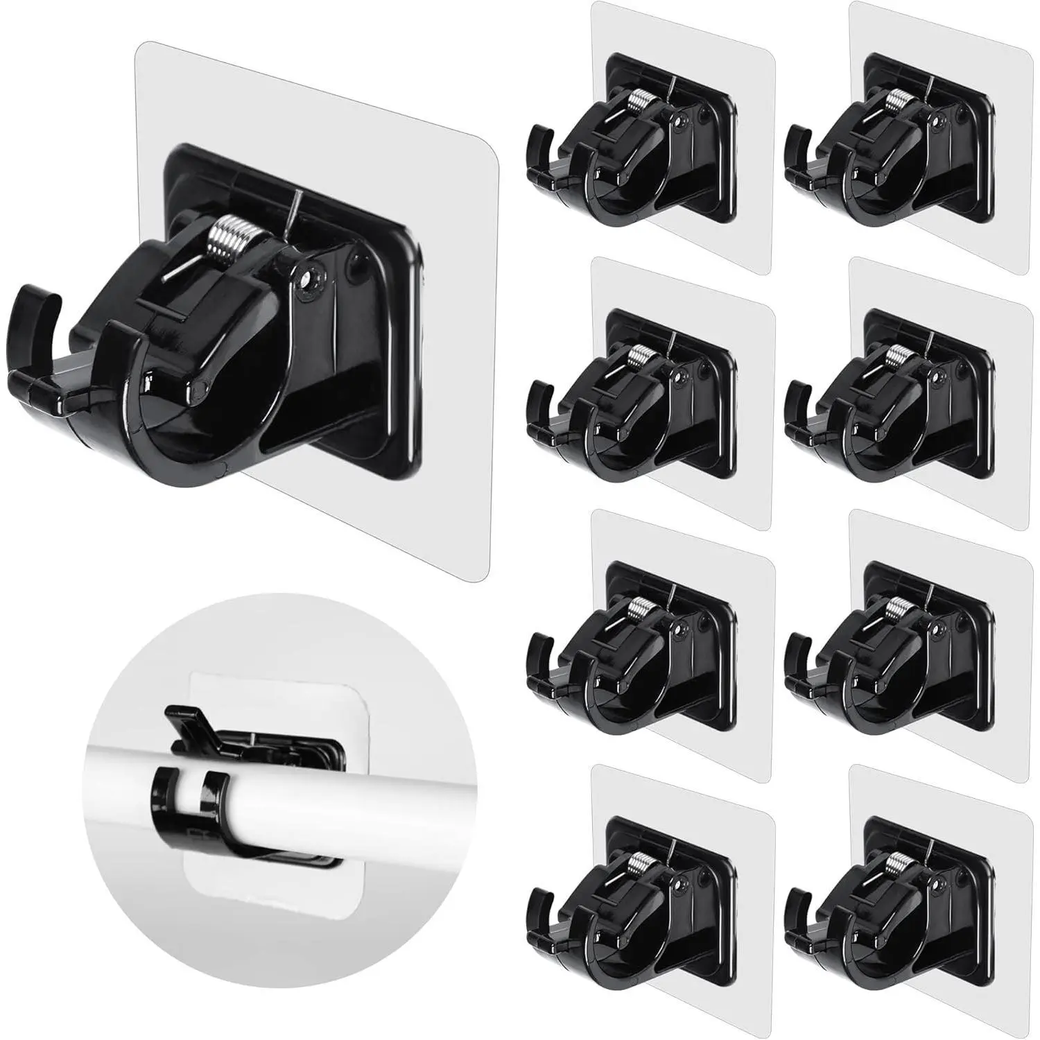 8-Piece No-Drilling Self-Adhesive Window Curtain Rod Brackets - Durable, Lightweight Functional Decor Holder Hooks with Load Capacity for Bedrooms Offices, Bathroom Walls, Coffee Bar