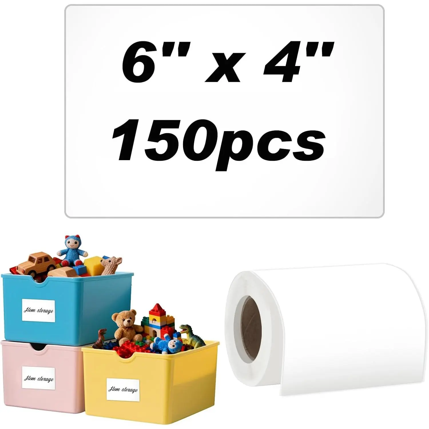 150 count 4x6 Inch Large Labels for Storage Bins,  Moving Labels for Boxes Packing,  Resistant No  Blank Easy Peel Off Removable Stickers for Organization Tote  School Business