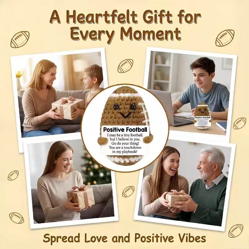 Premium Handmade Crochet Rugby Plush, Soft Skin-Friendly Stuffed Doll, Well Stitched & Durable, Healing Stress Relief Toy, Bag Charm Desk Decor, Ideal Birthday & Teacher Appreciation Gift for Women Men, Festival Photo Prop